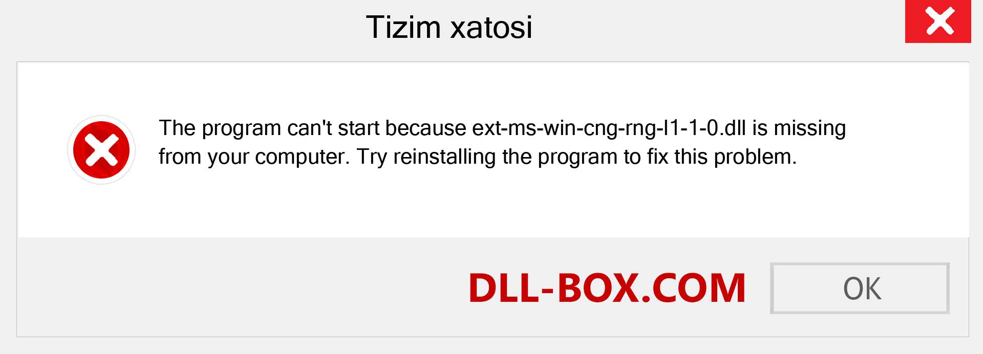 ext-ms-win-cng-rng-l1-1-0.dll fayli yo'qolganmi?. Windows 7, 8, 10 uchun yuklab olish - Windowsda ext-ms-win-cng-rng-l1-1-0 dll etishmayotgan xatoni tuzating, rasmlar, rasmlar